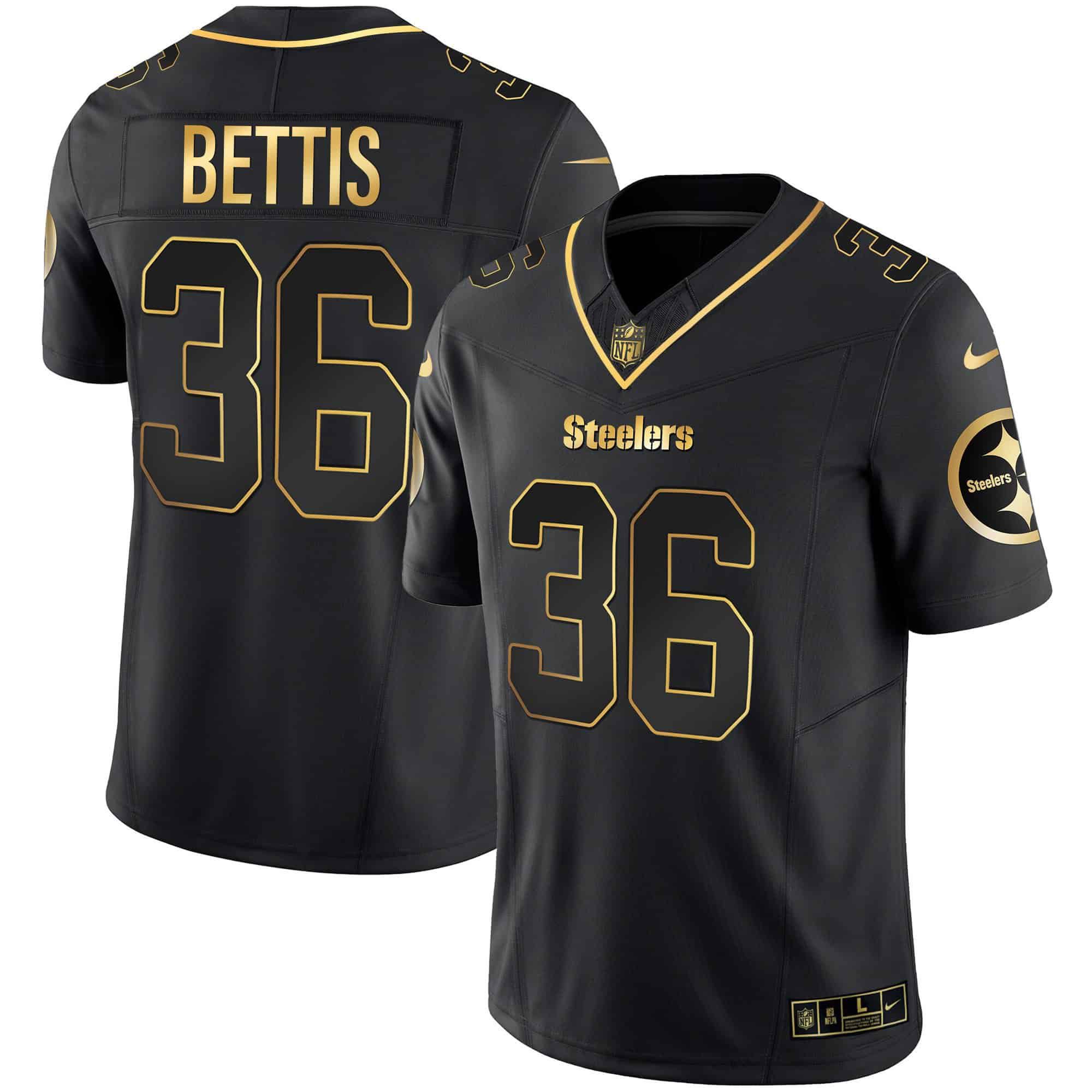 Men Pittsburgh Steelers #36 Bettis Black Gold 2024 Nike Vapor Limited NFL Jersey style 2